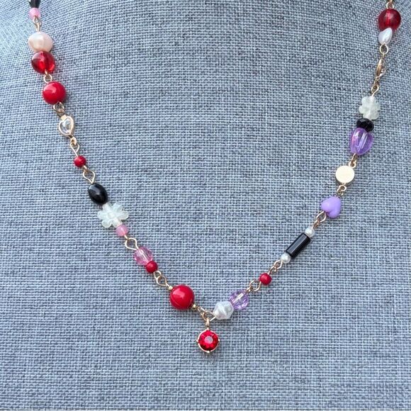 Two Urban Outfitters (OU) Flower & Hearts Bead Layer Necklaces NWT - Picture 3 of 8